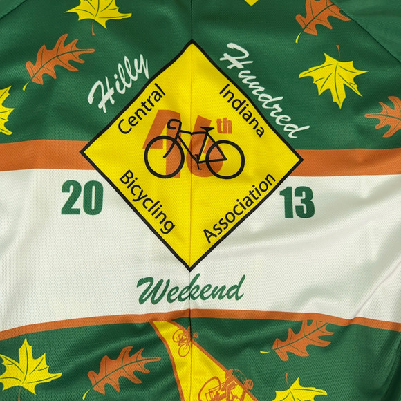 Peak 1 Cycling Jersey Adult EXTRA LARGE Green Yellow Indiana Hilly Hundred 2013 - Picture 3 of 12